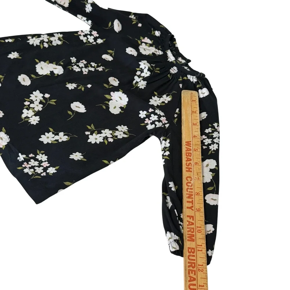 Carters Baby Girl 18M Black Floral Long Sleeve Smocked Tunic Blouse Top Boho